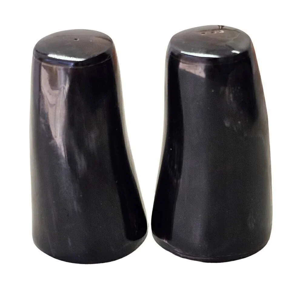 West Elm Buffalo Horn Salt & Pepper Shakers Handmade Natural Horn NIB
